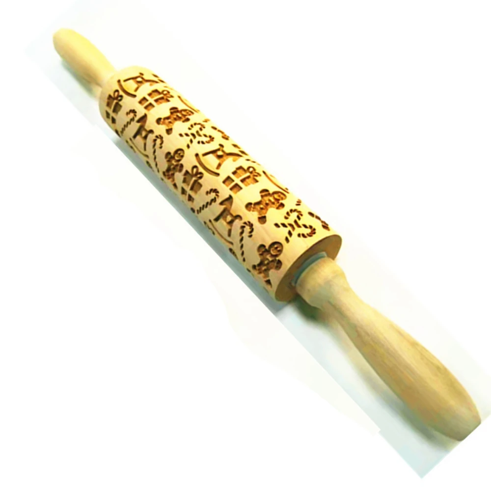 Christmas Wooden Rolling Pin com padrão, floco