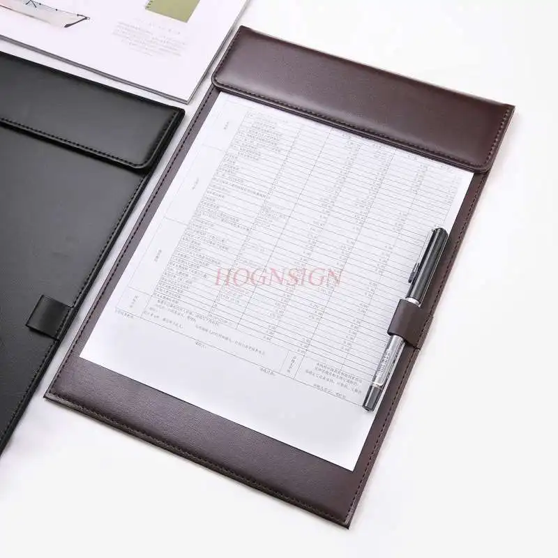High-grade leather a4 folder board office supplies student stationery business meeting writing pad writing board clip