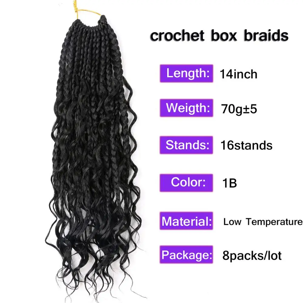 Box Braids Crochet Hair With Curly Ends Goddess Box Braids Crochet 3X Bohemian Braiding Hair for Black Women