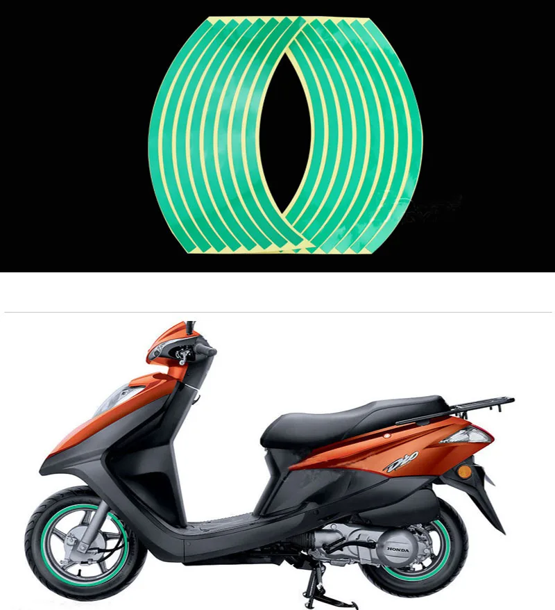 green Прочные 16 17 18 дюймов автомобильные шины Светоотражающая наклейка для автомобиля мотоцикла Стайлинг колеса Ступицы обода полоса Водонепроницаемый отражатель безопасности - Название цвета: green