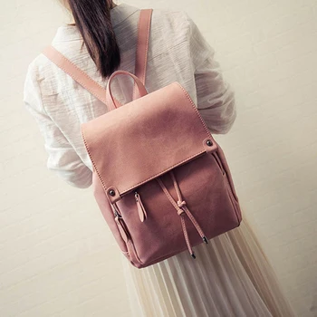 

2020 College Wind Backpack Shoulder Bag PU Leather Women's bag fashion ladies backpack Mochila Escolar School Bags For Teenagers