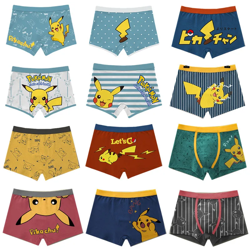 Pokemon Knickers Panties Pikachu Anime Children's Underwear Kids Cartoon Shorts Soft Cotton Underpants Boy 4 styles/set | Игрушки и