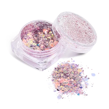 

8 Boxes Set Holographic Mermaid Nail Glitter Powder Flakes Shiny Charms Nail Art Pigment Dust Pink Golden Decoration Accessories