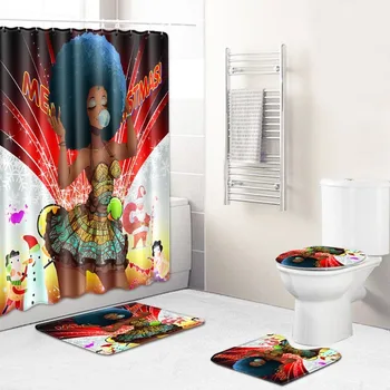 

African Women's New Creative Shower Curtain European and American Cross-Border Supply Wholesale Graphic Customization Bathroom