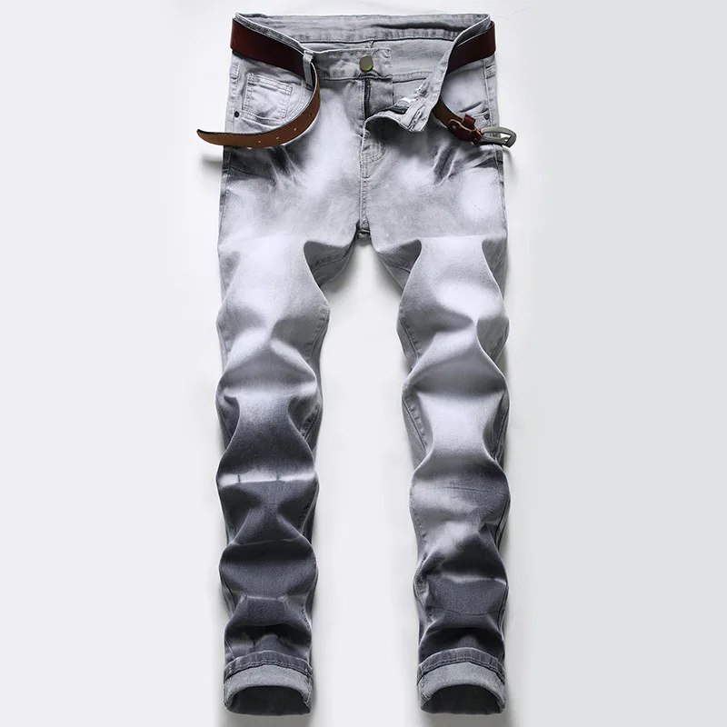 High Quality European New Style Italy Jeans Men's Hole Famous Brand  Straight Denim Pants Grey Hole Zipper Slim For Male Trousers|Jeans| -  AliExpress