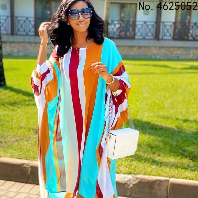 2021 Hot Sales Vacation Georgette Dress Untidy Energy Sexy Fashion Round Neck Full Sleeve Nature Women Loose Midi | Тематическая