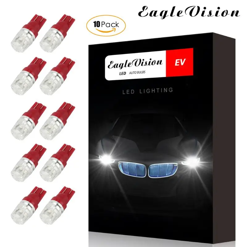 

High Quality New 10pcs DC12V T10 Car Width Lamps Red Lighting Side Interior Lights Decoding Light