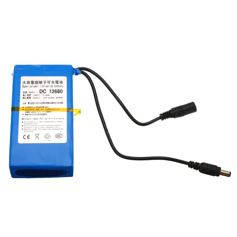 Высококачественная супер перезаряжаемая портативная 12V литий-ионная аккумуляторная батарея DC 12,6 V 6800mAh с штепсельной вилкой США/ЕС