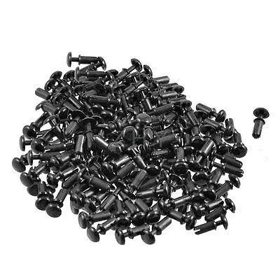 

300 Pcs Black Nylon 3.5mm Bottom Dia Push Clips Rivets Fasteners R3580