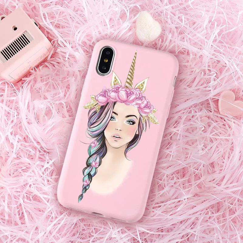 Милый ЕДИНОРОГ розовый чехол для телефона девочек iPhone XS Max XR 7 8 6 6s Plus 5 5s SE