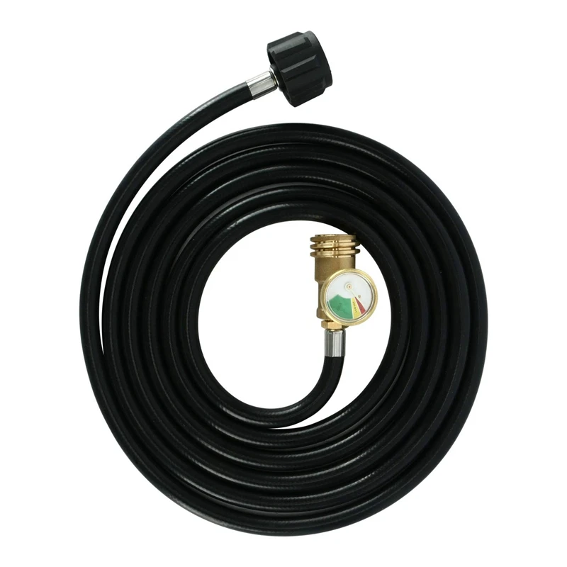 

12 Ft Propane Extension Hose With Gauge -Leak Detector Replacement For Gas Grill, Heater And All Other Propane Appliances, Acme
