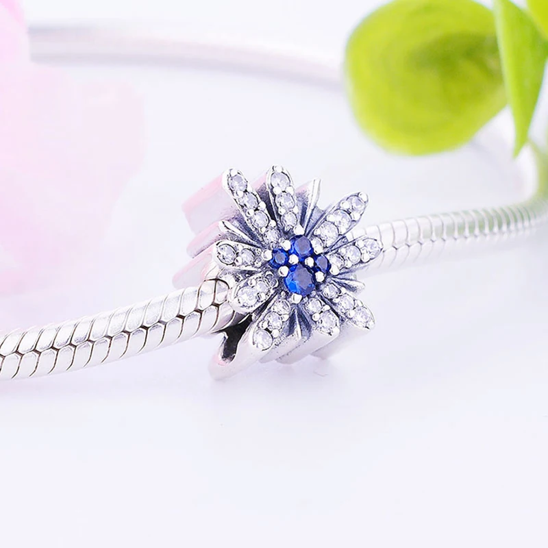 Женское ожерелье из серебра 925 пробы с подвеской снежинкой|Бусины| |