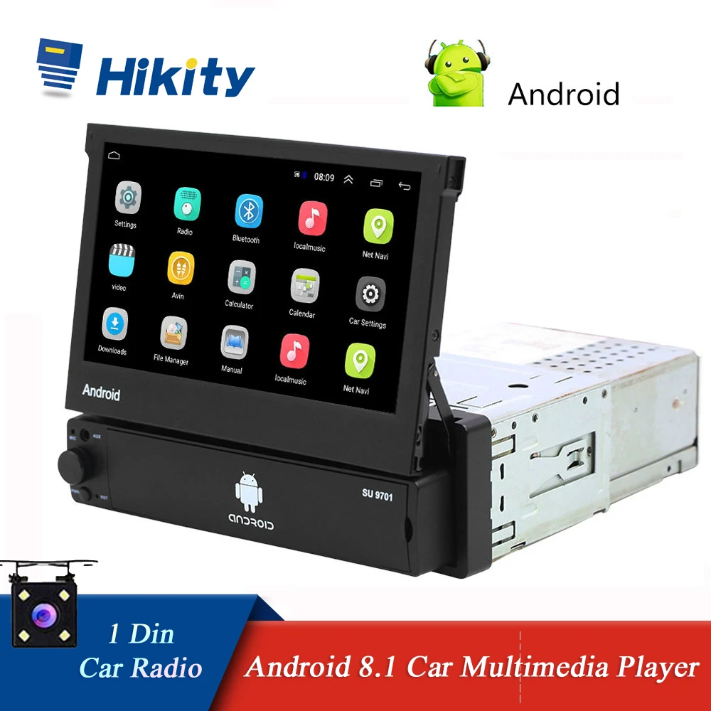 Автомобильный радиоприемник Hikity выдвижной мультимедийный плеер с GPS Wi Fi 1 Din