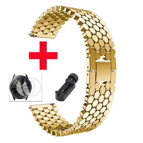gold Ремешок из нержавеющей стали для samsung galaxy watch 46 мм S3 frontier band huawei watch gt huami amazfit 1/2 Аксессуары для браслета - Цвет ремешка: gold