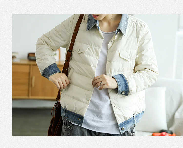 Short down Jacket Women's New Style Thin Autumn And Winter Women's Literature And Art Retro Cowboy Joint Coat