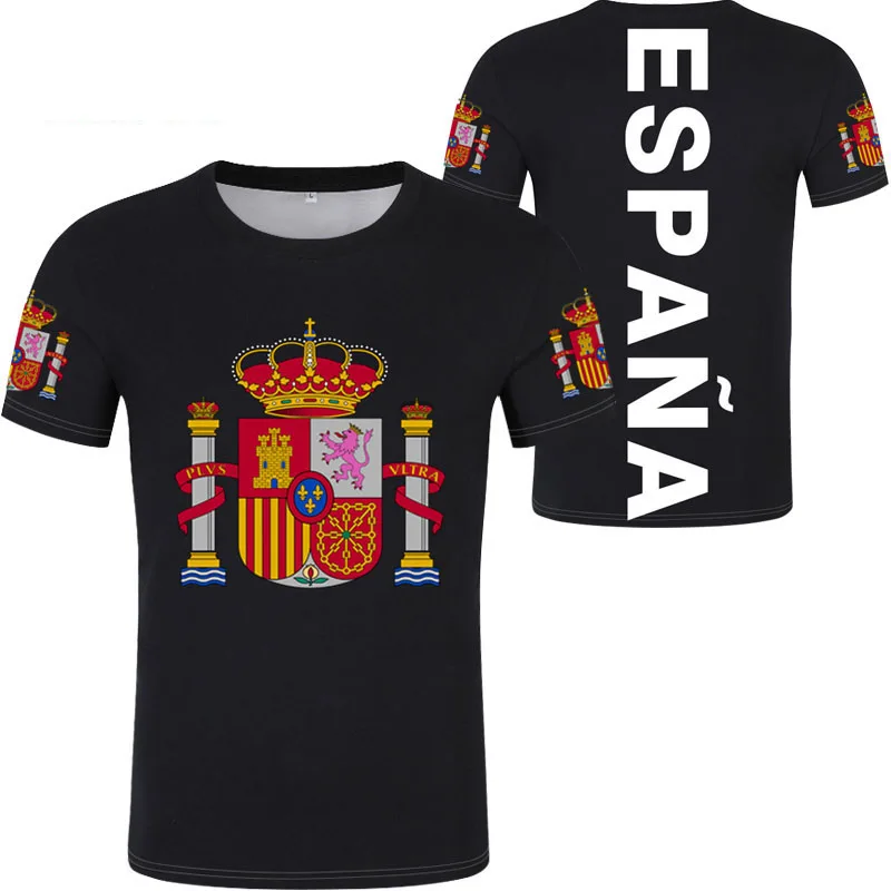 Spain Male Youth Custom Made Name Number Esp T Shirt Nation Flag