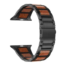 Браслет Смарт-браслет аксессуары для часов из нержавеющей стали+ деревянный браслет ремешок для Apple Watch Series 1/2 3 4 40 м/38 мм ремешок-браслет