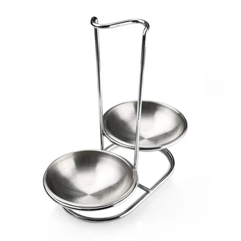 

Stainless Steel Spoon Rest Holder,Long Handle Vertical Saving Soup Ladles Holders, Ladle Rest Soup Ladle Holder Silver (double)