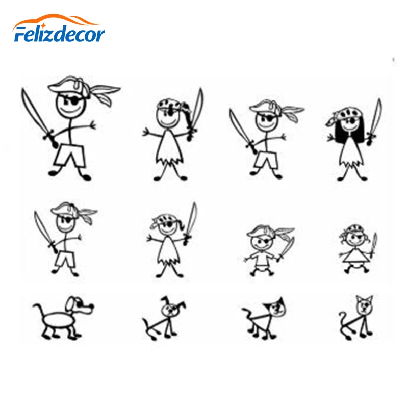 Black/Silver Cute Stick Figure My Family & Pet Dog Cat Sticker for Car Window Bumper Vinyl Decal C427 - Image 2