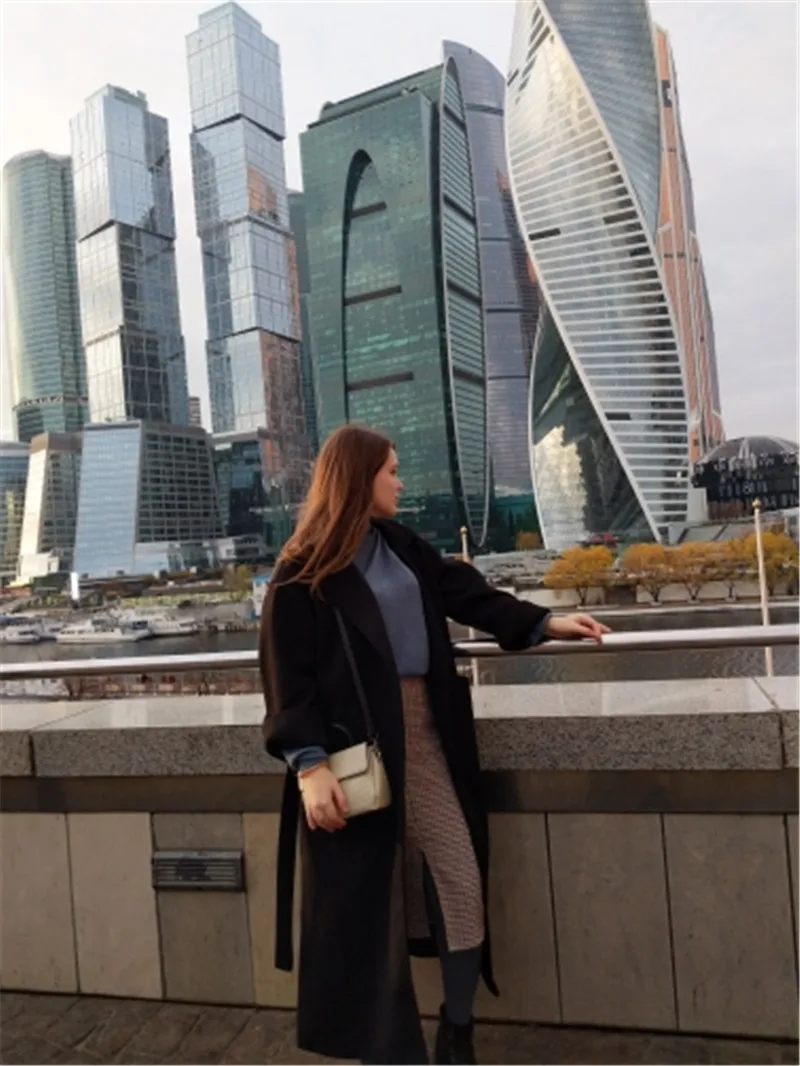 Женское пальто желтое Элегантное зимнее шерстяное пальто длинный бандажный шерстяной кардиган свободного размера плюс верхняя одежда с карманом и отложным воротником