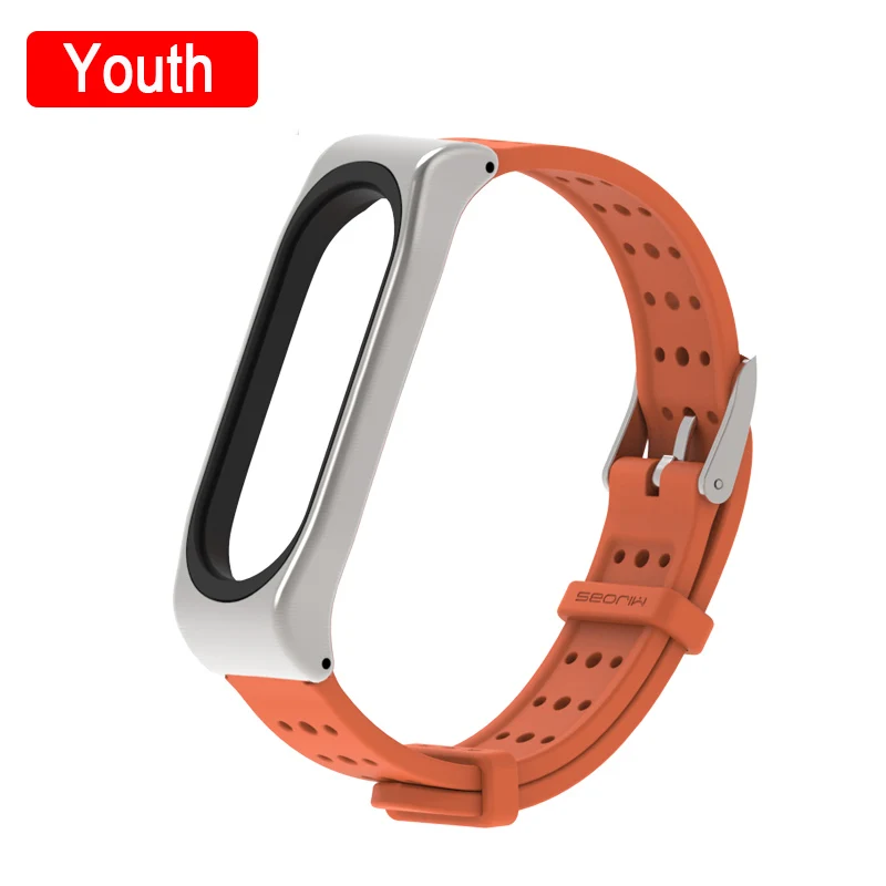 Youth Orange Mi jobs металлический ремешок для mi Band 4 ремешок Безвинтовой браслет из нержавеющей стали для Xiaomi mi ремешок 4 Металлический сменный ремешок - Цвет: Youth Orange