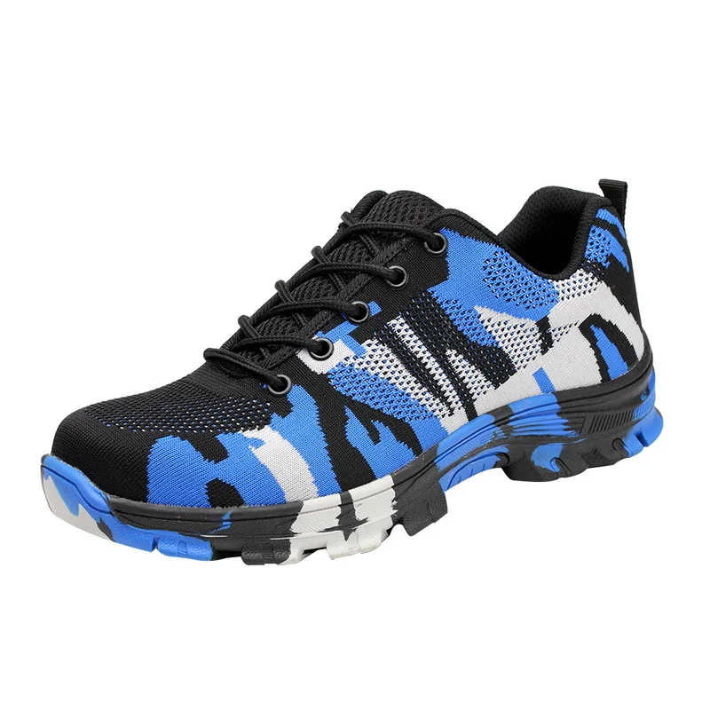 WENYUJH Shoes Men Sneakers Breathable Casual Shoes Men Toe Air Safety Boots Puncture-Proof Work Sneakers tenis masculino - Цвет: blue