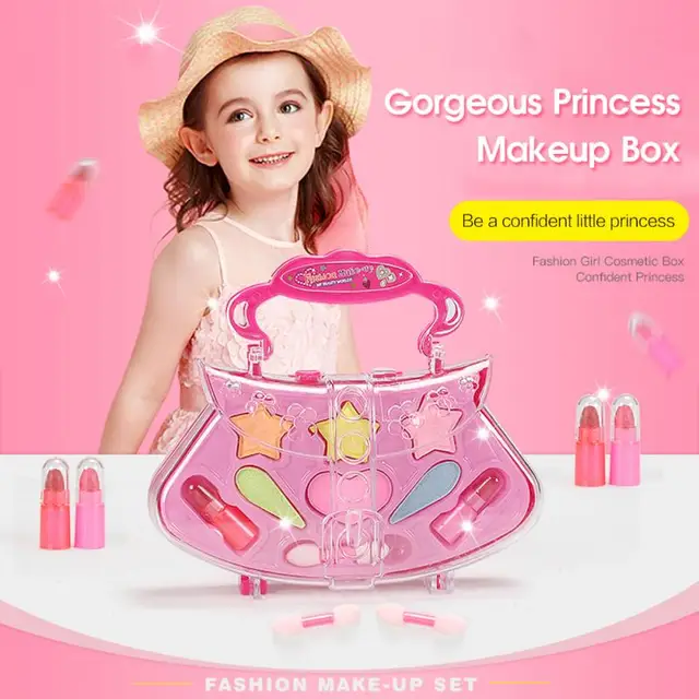 Girls Princess Makeup Set Eco-friendly Cosmetic Pretend Play Kit Kids Toy Gift Kids Princess Fashion Beauty Set Pretend Play Toy 3