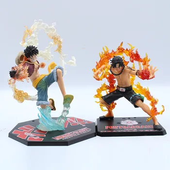 

2pieces / batch 13.5-16.5cm anime The sea king of thieves One-piece modeling style Luffy + Saab PVC action doll collection model