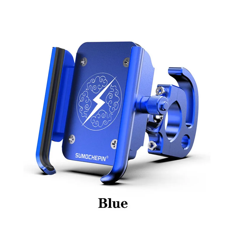 Алюминиевый сплав универсальная мотоциклетная велосипедная ручка крепление подставка-держатель для сотового телефона с крюком для 4-6,5 дюймовых мобильных телефонов Gps - Цвет: Синий