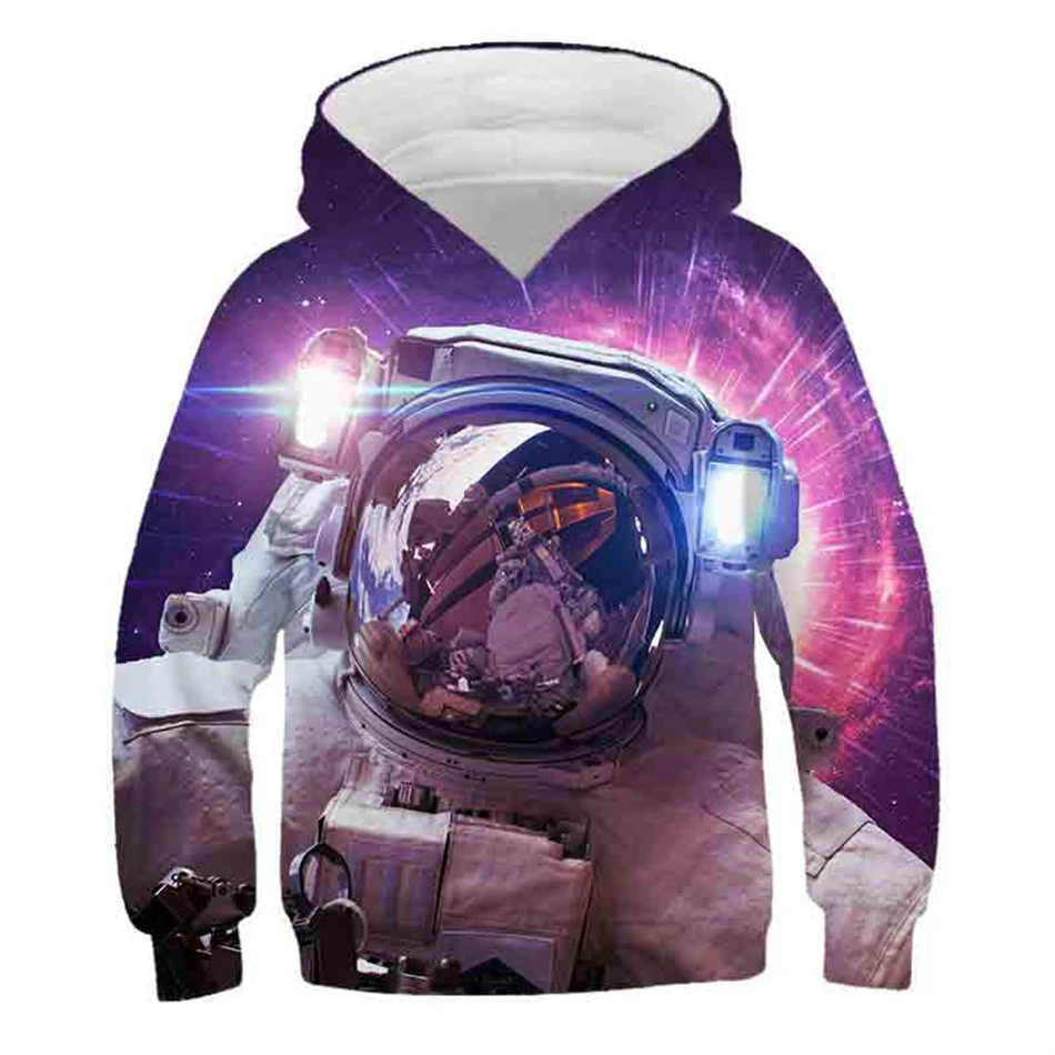 hoodie for baby boy Kids Funny Harajuku Colorful Galaxy Print Hooded Sweatshirt Planet Astronaut 3D Hoodie For Boy Girl 4-13Y Children Cool Pullover children's hooded tops