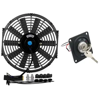 

Universal 12 Inch Car Water Oil Cooler Dc12V with 12V Car Boat Motorcycle Starter Key Ignition Switch Panel 2Position