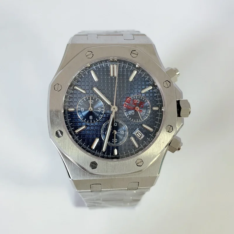 

42MM multi-functional timing Royal 26331 quartz wristwatches Watch men Oak Blue sterile dial Stainless steel case
