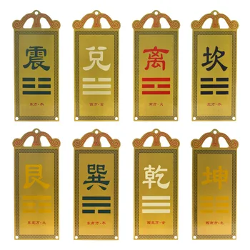

House Corner Fillet Pure Copper Plate Feng Shui Ornaments Pendant Card Bagua Mirorr The Eight Trigrams mirror Home Decor