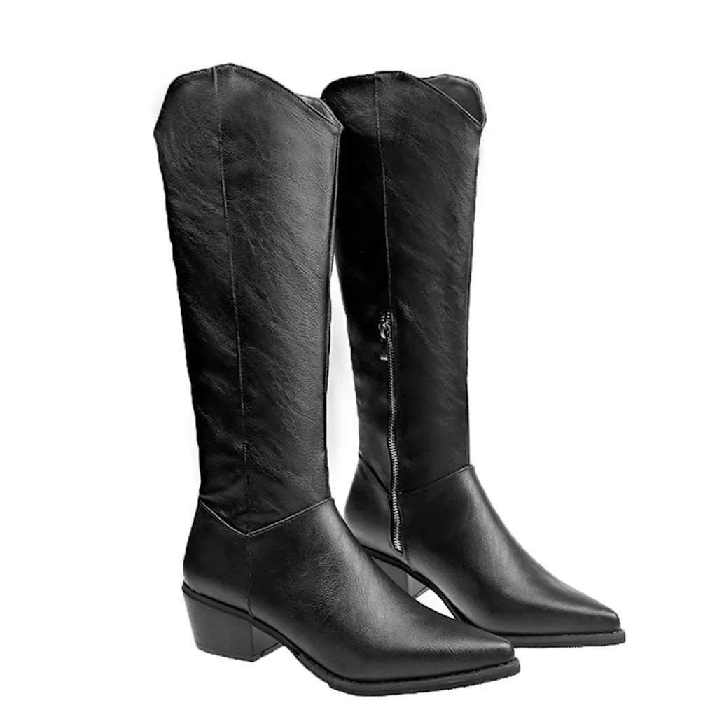 Cool Women Rider Horse Riding Boots Smooth Leather Knee High Boots Autumn Winter Warm High Boots Mountain Riding Boots#J30