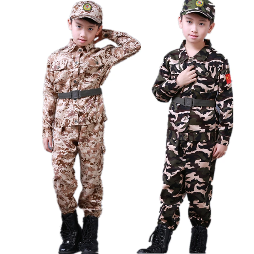 Ropa militar para niños, militar del ejército, Escuela de exploración, entrenamiento de camuflaje, abrigo de manga larga, pantalones, sombrero y cinturón|Uniformes de explorador| - AliExpress