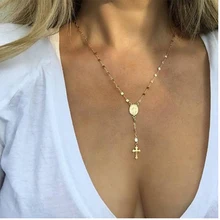 Новые Модные Этнические золотые серебряные белые крест ожерелье для женские ожерелья и кулоны ювелирных изделий колье Femme