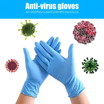 

100pcs/box Nitrile Coated Puncture Resistant Disposable Blue Latex in Light Work Gloves Gardening Nitrile Gloves Protective Soft