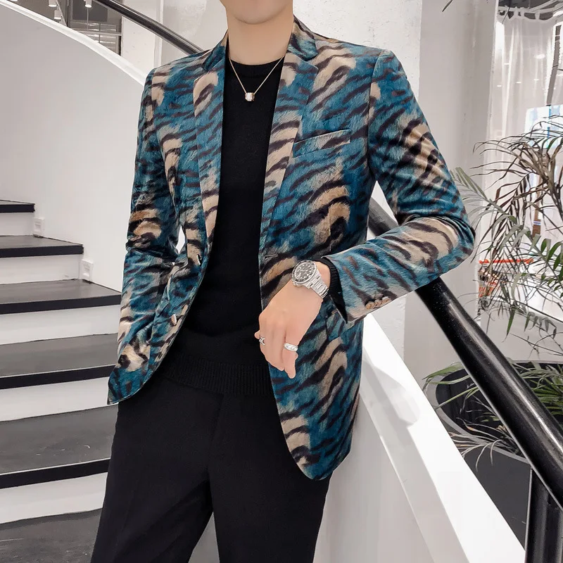 Engeland Stijl Luipaard Print Blazer Hombre Pak Casual Jack Slim Fit Heren Blazers fashion Dj Bruiloft Prom Blazer Engeland Stijl Luipaard Print Blazer Hombre Pak Casual Jack Slim Fit Heren Blazers fashion Dj Bruiloft Prom Blazer