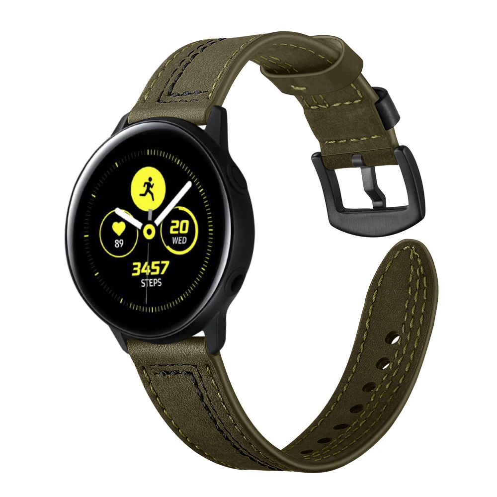 UEBN 20 мм роскошный кожаный ремешок для samsung Active 2 44 мм 40 мм/Galaxy Watch 42 мм/gear Sport S2 браслет Ремешки для наручных часов