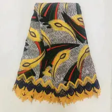 Высокое качество хлопок французский шнур кружева ткани вышивка цветочный узор Африканский воск батик ткань для красивой одежды! O-4601