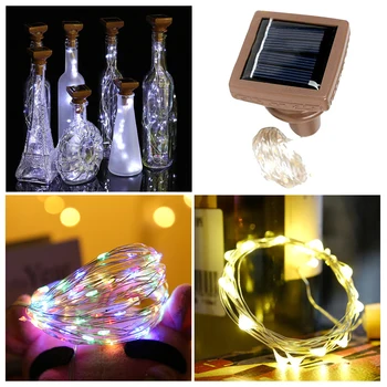 

20LED Solar Garland Wine Bottle Lights Solar Cork Fairy Lights Christmas Light LED Copper Garland Wire Fairy String Home Decor