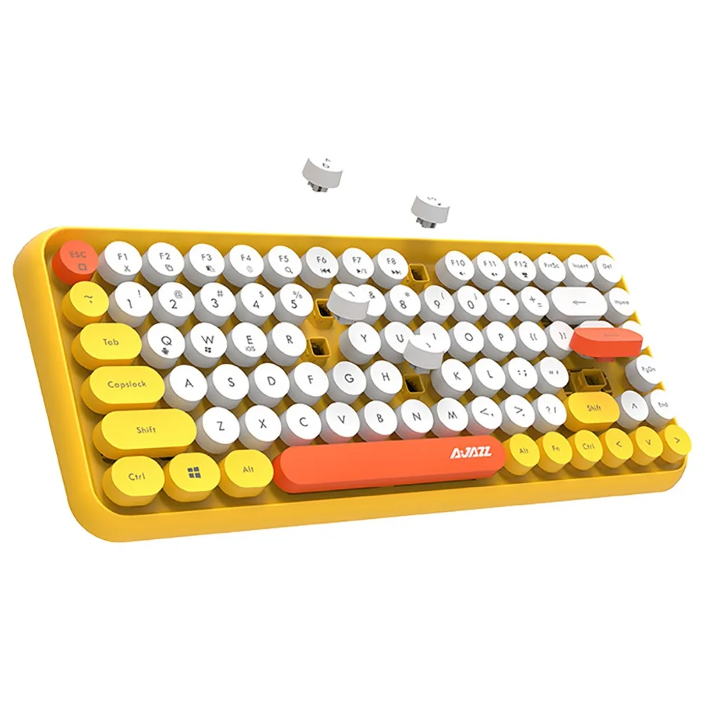 iBen Bluetooth Keyboard Retro Round Keycap Plastic Panel Colorful 84Keys For Mobile Phone PC Tablet Home Office Keyboard  (3)