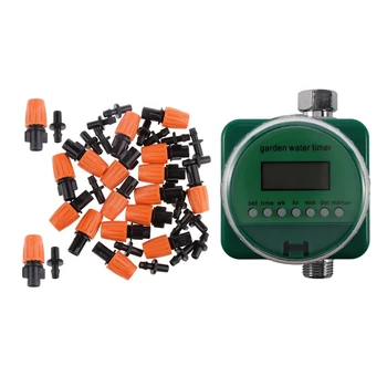 

20 Set Fogging Adjustable Spray Nozzle Sprayer Irrigation & 1x Rain Sensor LCD Automatic Garden Watering Water Timer