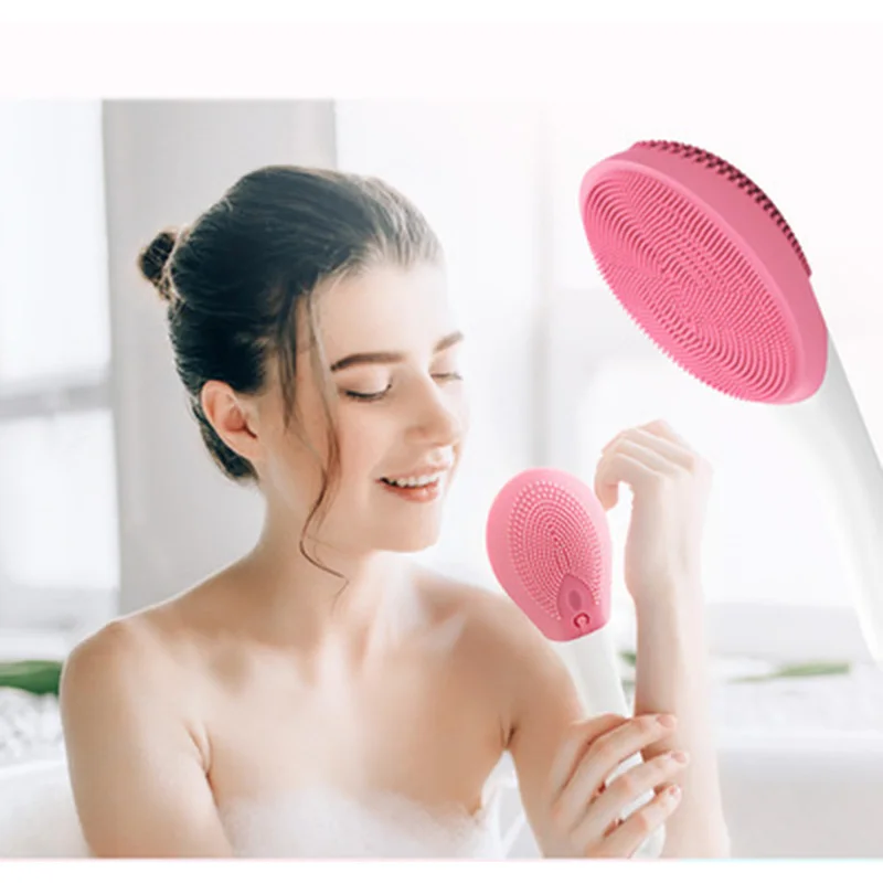 Silicone Electric Bath Brush Shower Massage with 3 Vibration Levels Long Handle Body Cleansing Bathing Spa Tools | Бытовая техника
