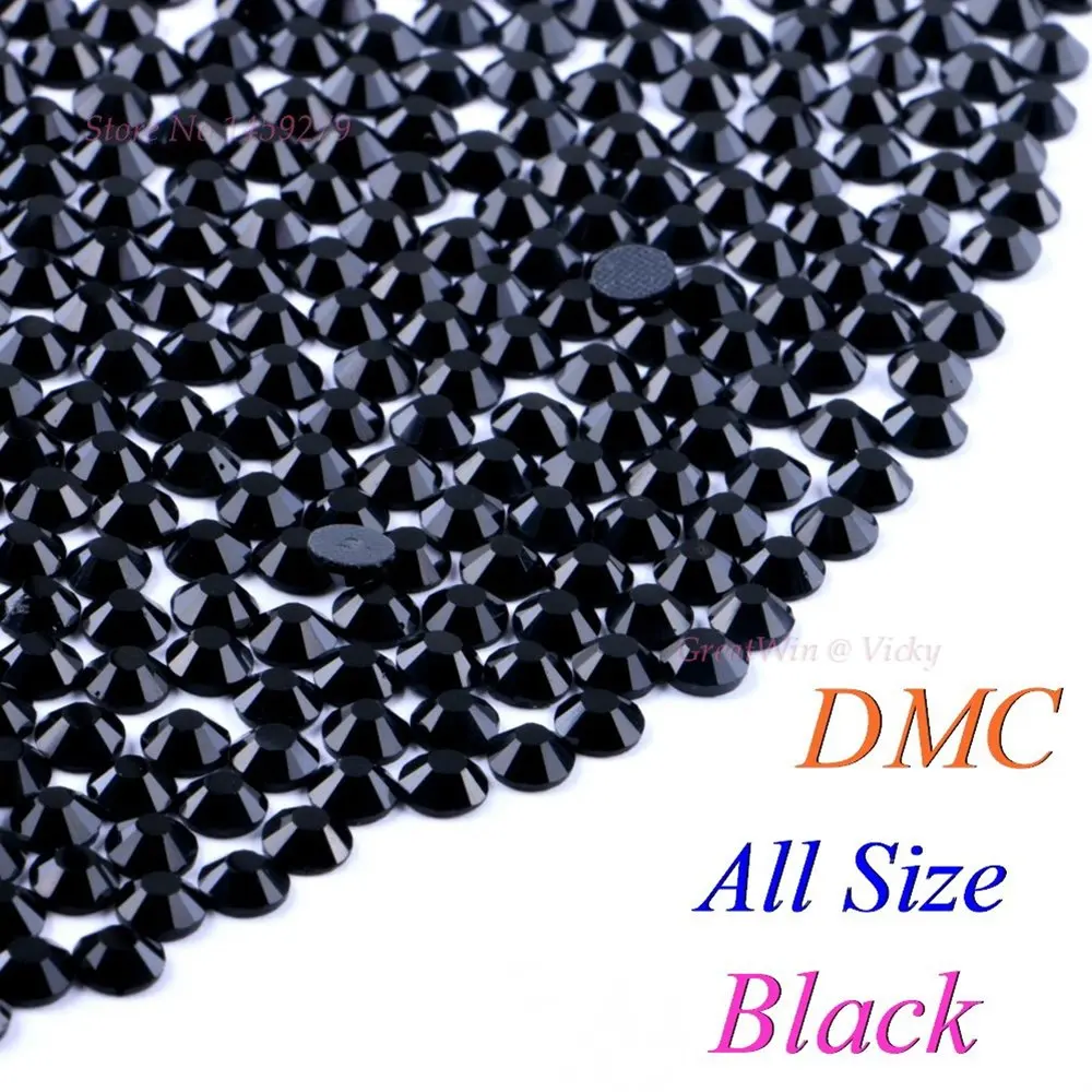 Все Размеры! Черный, DMC Горячая фиксация Стразы SS6 SS10 SS16 SS20 SS30 стеклянные кристаллы Камни Горячая фиксация железные плоские с клеем