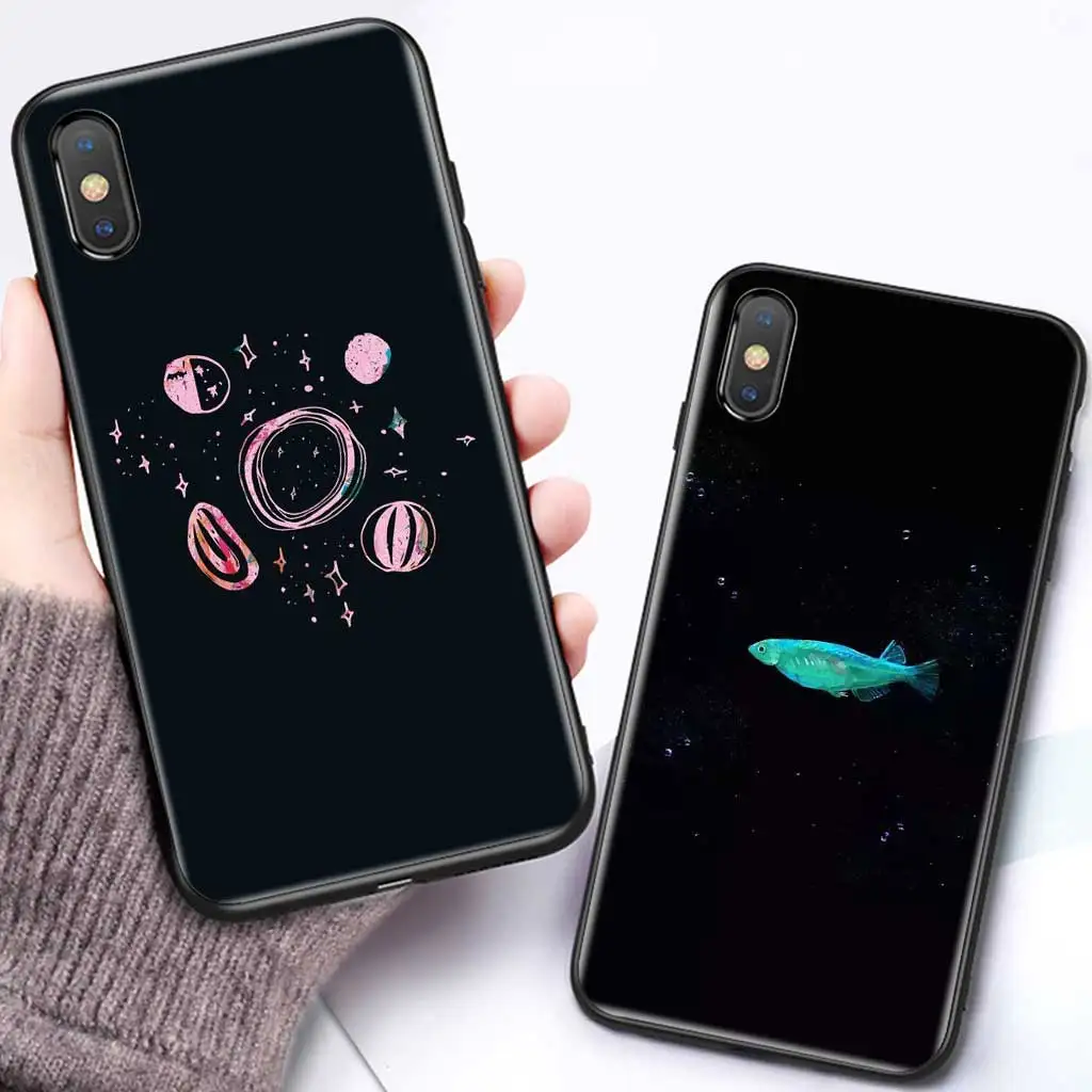 

Cute Planet painting silicone case for iphone x xr xs max 8plus 7plus 7 8 6s 6 5s 5 se shockproof cover soft tpu phone coque