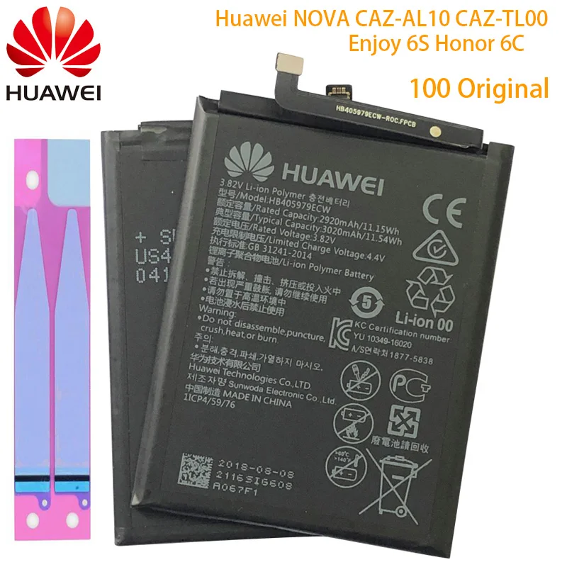 Оригинальный HB405979ECW Аккумулятор для Huawei Nova CAZ AL10 TL00 Enjoy 6S Honor 6c Y6 PRO 2017 Y5 p9 lite mini Batterie