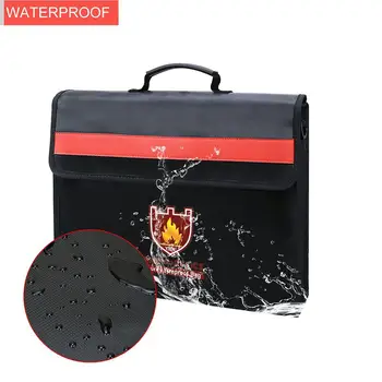 

Fireproof Money Cash Document File Bag Waterproof Safe Storage Case with Handle