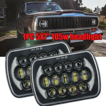 

1pc Brightest 5X7 Inch 105W Rectangle LED For Accessories Led Truck Light Headlight H4 Lens Car New Car For Pickup F5X6