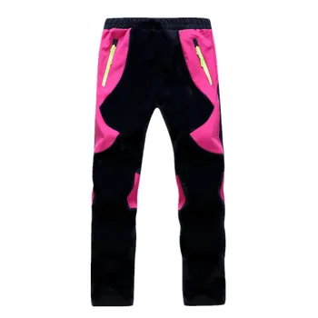 Children Boys Girls Pants Windproof Outdoor Trousers Breathable With Fleece Lining Warm Rain Trousers Ski Hiking Trousers 2-12Y 2